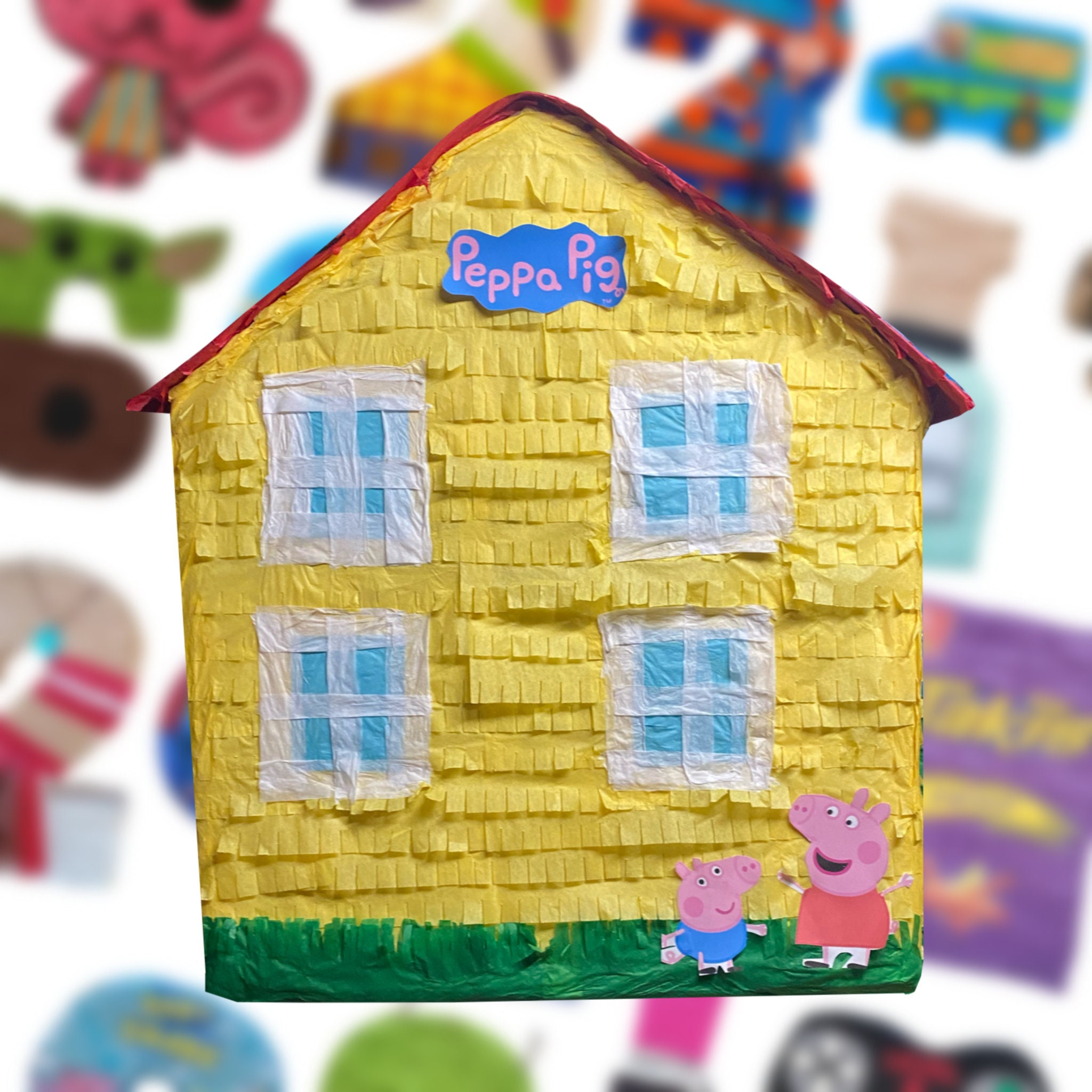 Kids Birthday Custom Character Pig House Pinata (20 in X 20 in X 8 In ...
