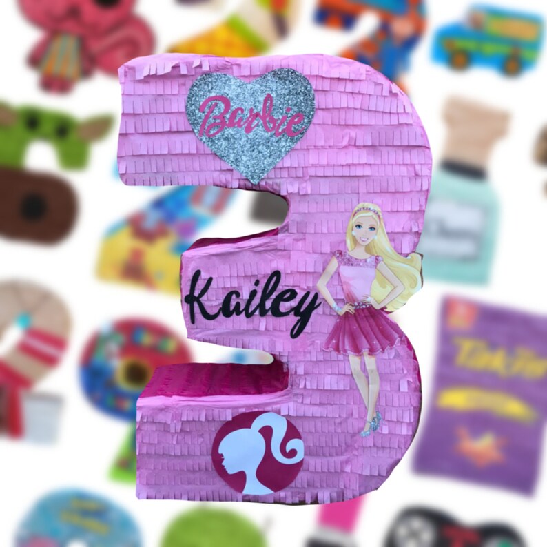 Girls Birthday Custom Barbie Inspired Any Number Pinata 22 in | Etsy