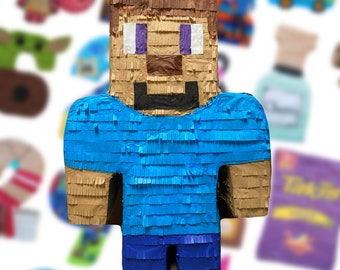 Birthday Custom Gaming Minecraft Inspired Character Pinata (23 in h x 16 in w x 4 in d)