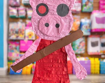 Piggy Roblox Inspired Pinata New Size: (Proportional to Large 24inx18inx8in or Small 24x18x4)