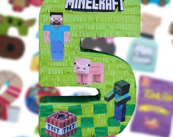 Minecraft Inspired Any Number Custom Pinata (23 in H x 17 in w x 4 in deep)