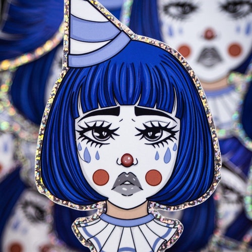 Sad Clown Girl Sticker - Etsy