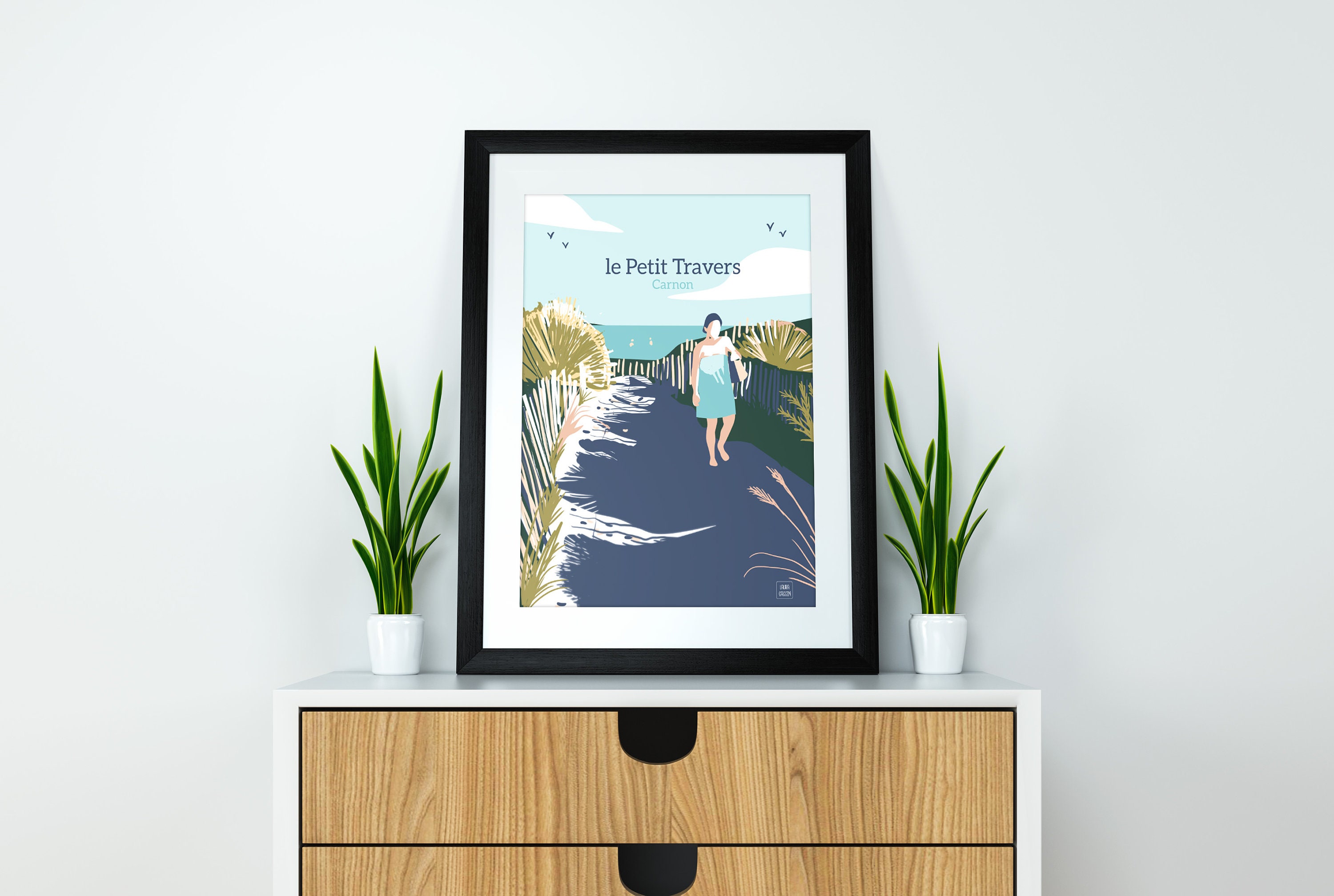 Affiche Plage de Carnon - Poster Illustration Artiste Montpellier