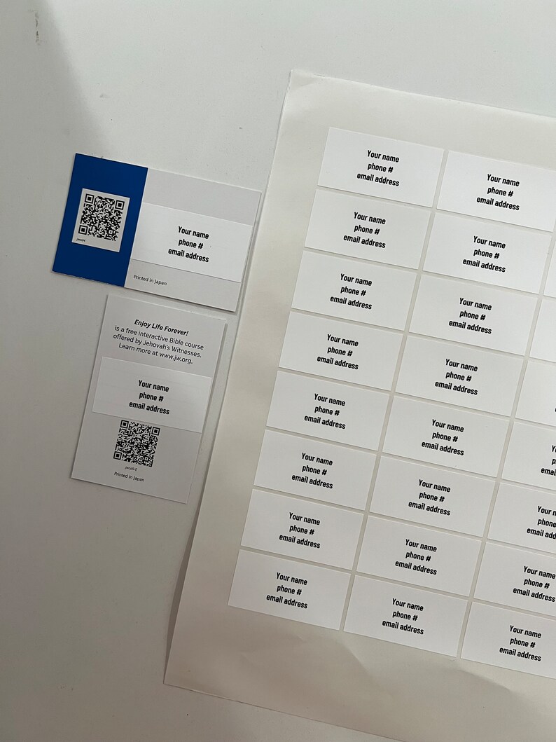 JW Contact Card Stickers Contact Labels JW Card Field Etsy