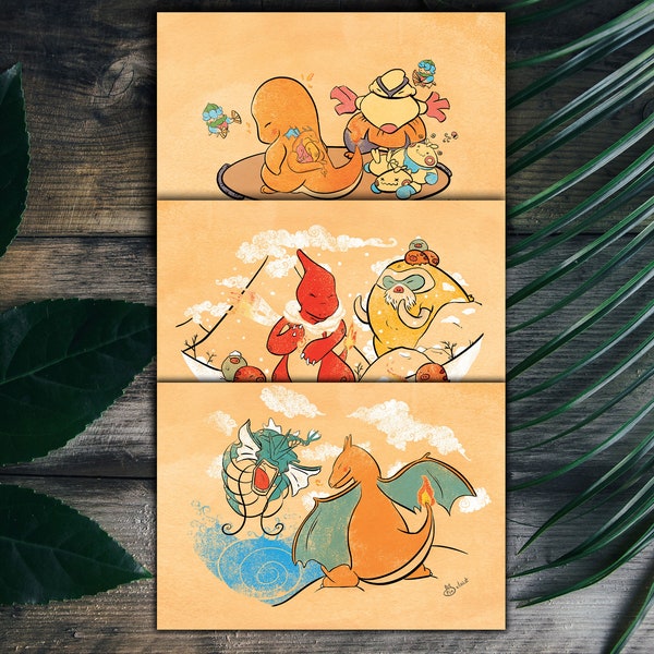 POKEMON - Cartes postales à collectionner au choix - Salamèche, Reptincel, Dracaufeu