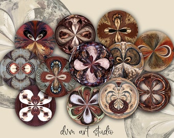 Sticks and Stones – 4” Printable Circles – Digital collage sheet – Instant download