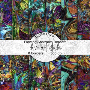 Flowing Abstracts– 2” Printable Borders – Digital collage sheet – Instant download