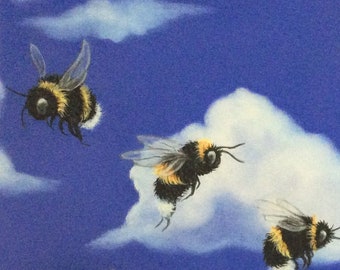 Bee painting, print, bumblebee gift, art, picture, bee happy