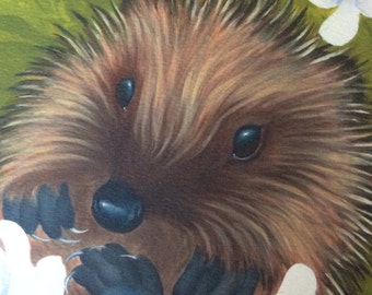 hedgehog painting print, gift, art, picture