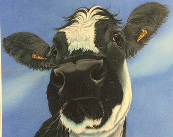 cow painting, prints, gift, art, picture, British blue cow