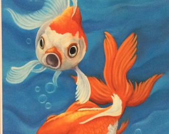 Goldfish painting, print, gift, tropical fish, art