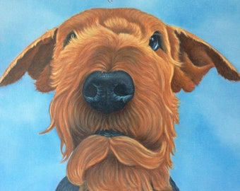 airedale terrier print on canvas, painting, gift, art, picture