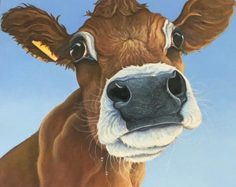 Jersey cow print on canvas, painting, gift, art, picture