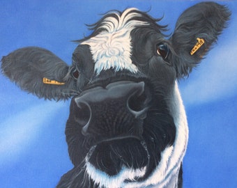 Cow print on canvas, painting, gift, picture, art