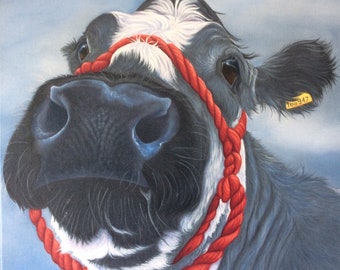 Cow painting on canvas print, gift, art, picture