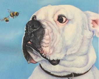 American bulldog print, painting, gift, art, picture, poster, love me love my dog