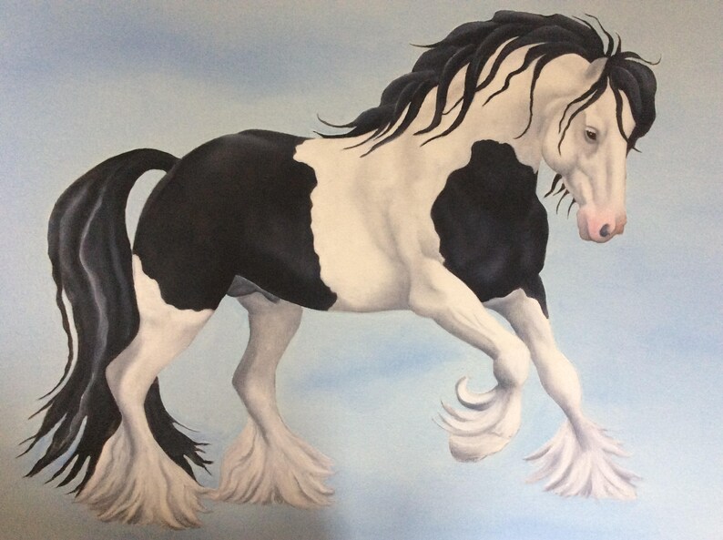 Gypsy Vanner Coloured Cob Horse Original Painting Picture Etsy