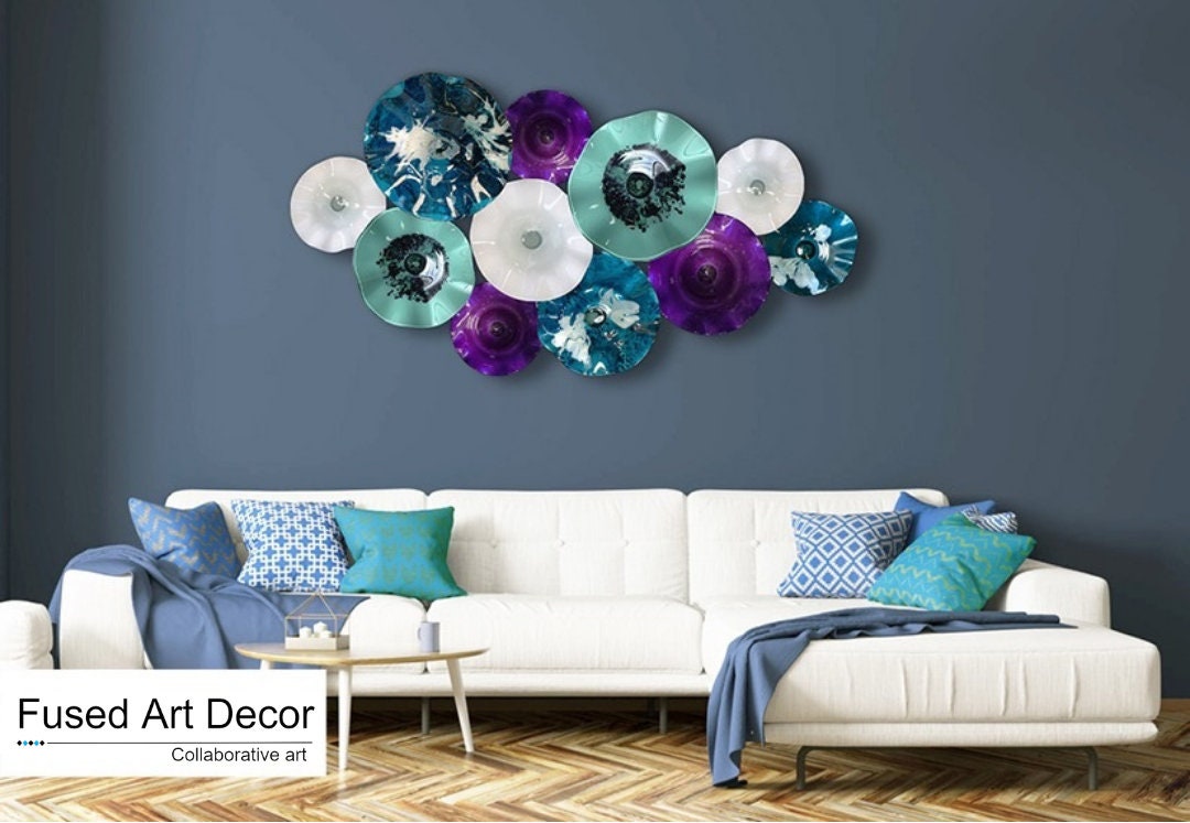 Blown Glass Flowers Wall Art Etsy