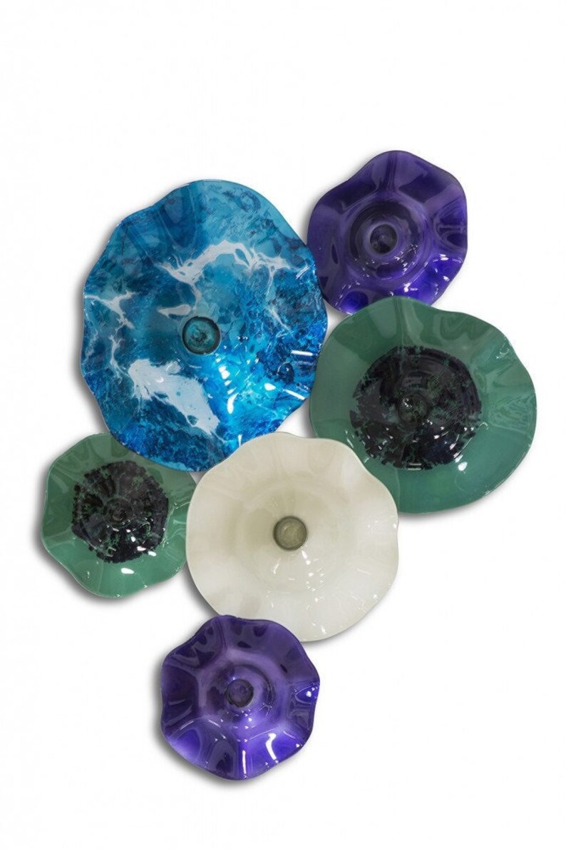 Blown Glass Flowers Wall Art Etsy