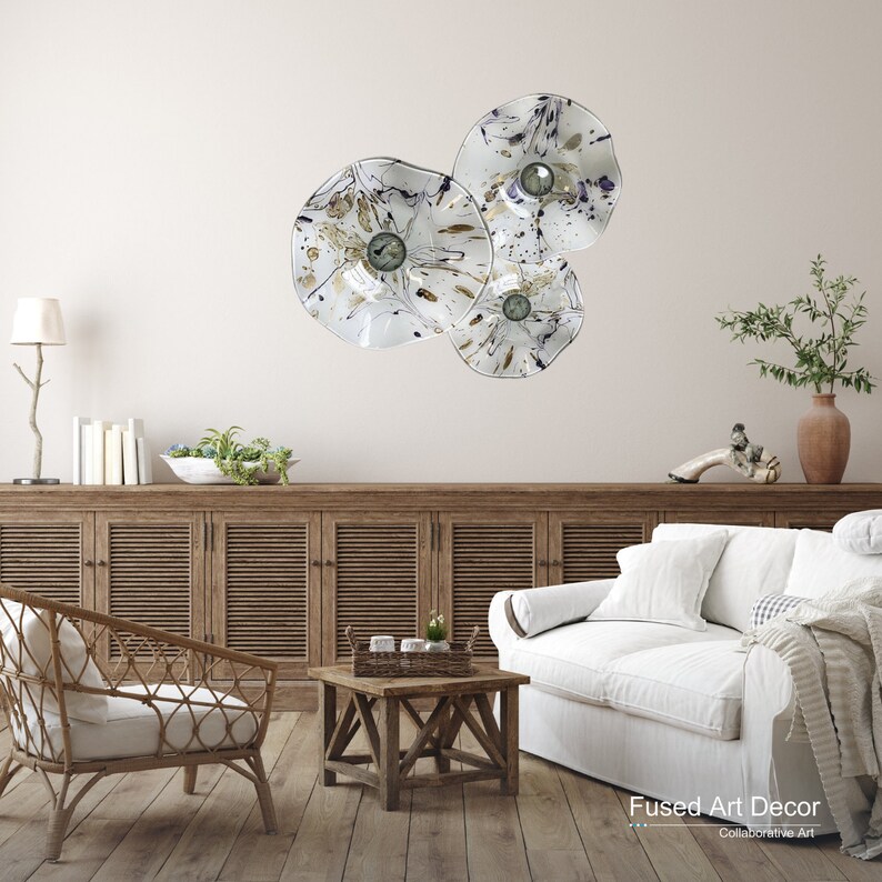 Blown Glass Flower Wall Art Etsy