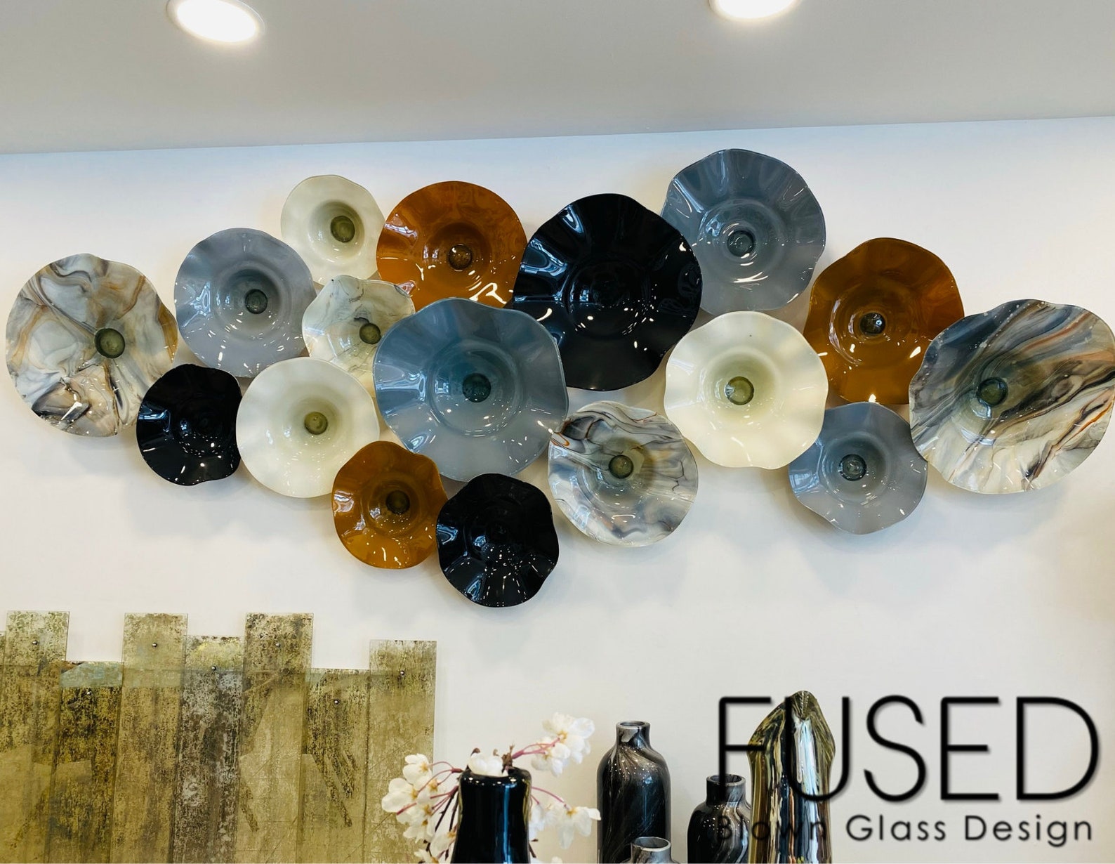 Blown Glass Flowers Wall Art Etsy