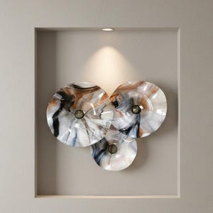 Arte mural de vidrio soplado: Conjunto de 3 piezas de resina pintada a mano