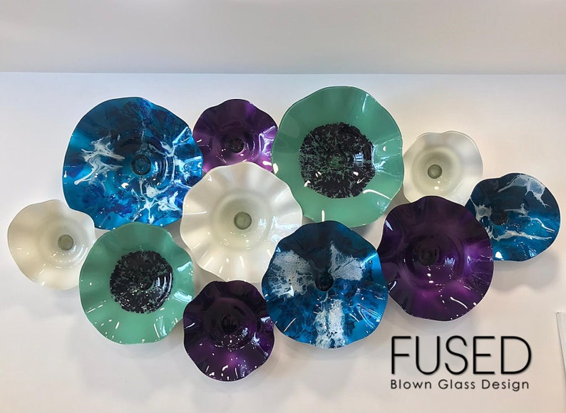 Blown Glass Flowers Wall Art Etsy