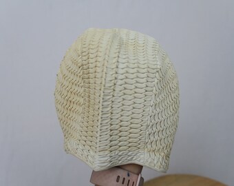 1960s Vintage White Rubber Swimming Hat Cap