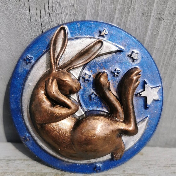 Crystal Resin Art Orgonite Crystal Hare Crystal Hare on a Moon Hare Eostre, Ostara Gift for Her Gift for Him Wicca Gift