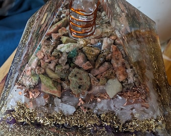 Crystal Resin Art Orgonite Crystal Pyramid Love Pyramid Emotional Balance Gift for Her Gift for Him