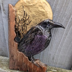 Crystal Resin Art Orgonite Crystal Raven Black Raven Wiccan Raven Totum Harvest Moon Raven Moon Full Moon
