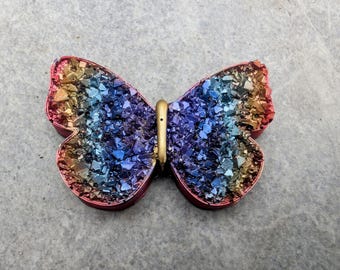 Crystal Resin Art Orgonite Crystal Butterfly Chakra Quartz Butterfly Totum Druzy Butterfly Rainbow Butterfly Gift for Her