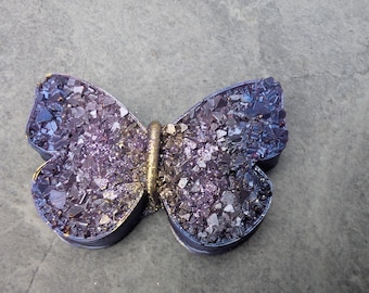Crystal Resin Art Orgonite Crystal Butterfly Pale Amethyst Butterfly Totum Druzy Butterfly Gift for Her