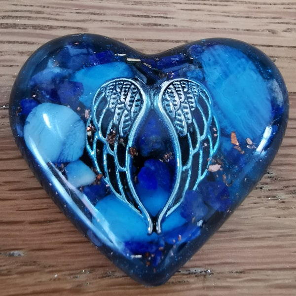 Crystal Resin Art Orgonite Crystal Heart Archangel Michael Heart Throat Chakra Third Eye Chakra for Him or Gift for Her