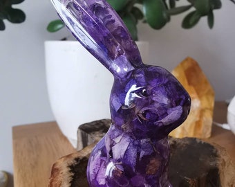 Crystal Resin Art Orgonite Crystal Hare Eostre Ostara Hare Gift Rabbit Bunny Wicca Wiccan Gift for Her or Him