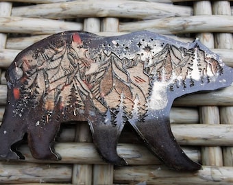 Crystal Resin Art Orgonite Crystal Mountain Bear Wilderness Bear Brown Bear (Mini) Bear Totum Gift for Him or Gift for Her