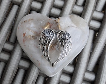 Orgonite Crystal Hearts Clear Quartz Heart Rose Angel Wing Heart Archangel Gabriel Soul Star Chakra Heart Gift for Him or Gift for Her