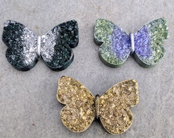 Crystal Resin Art Orgonite Crystal Butterfly Emerald Green Butterfly Totum Druzy Butterfly Gift for Her Gift for Him