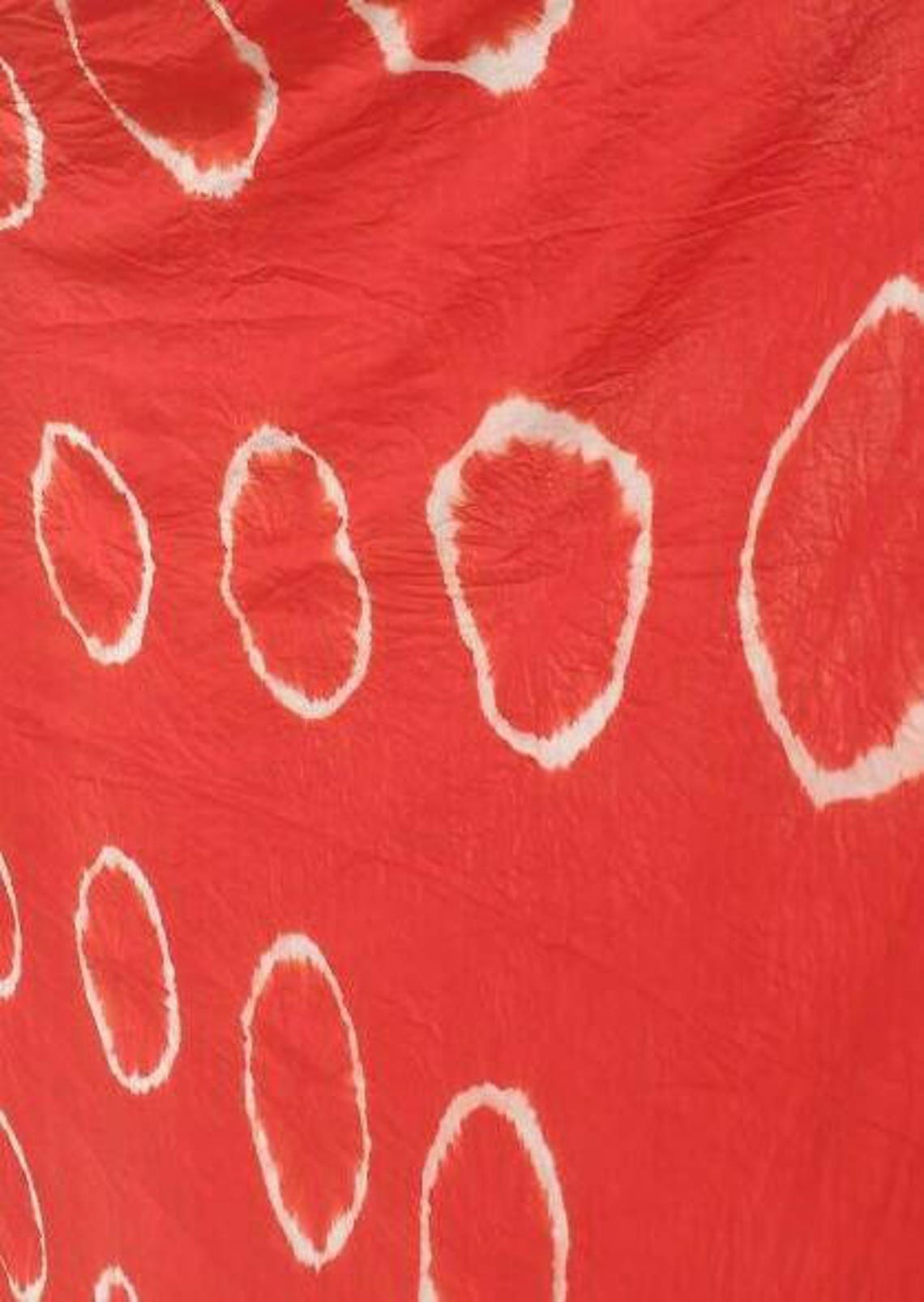 Shibori Tie Dyed Royal Red Itajime Technique Circle Design Etsy