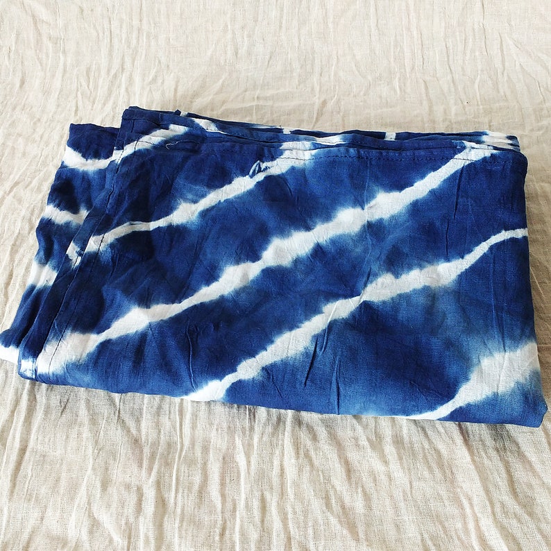 Indigo Blue Tie Dyed Cotton Fabric Shibori Folding Techniques | Etsy