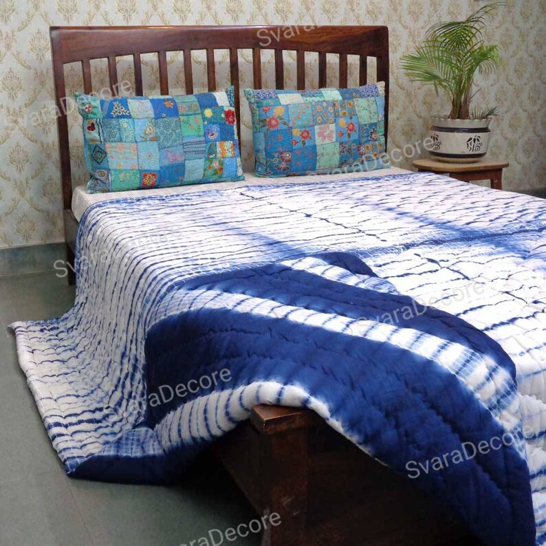 Decorative Blanket Duffle Blanket Indian Tie Dyed Indigo Blue Etsy