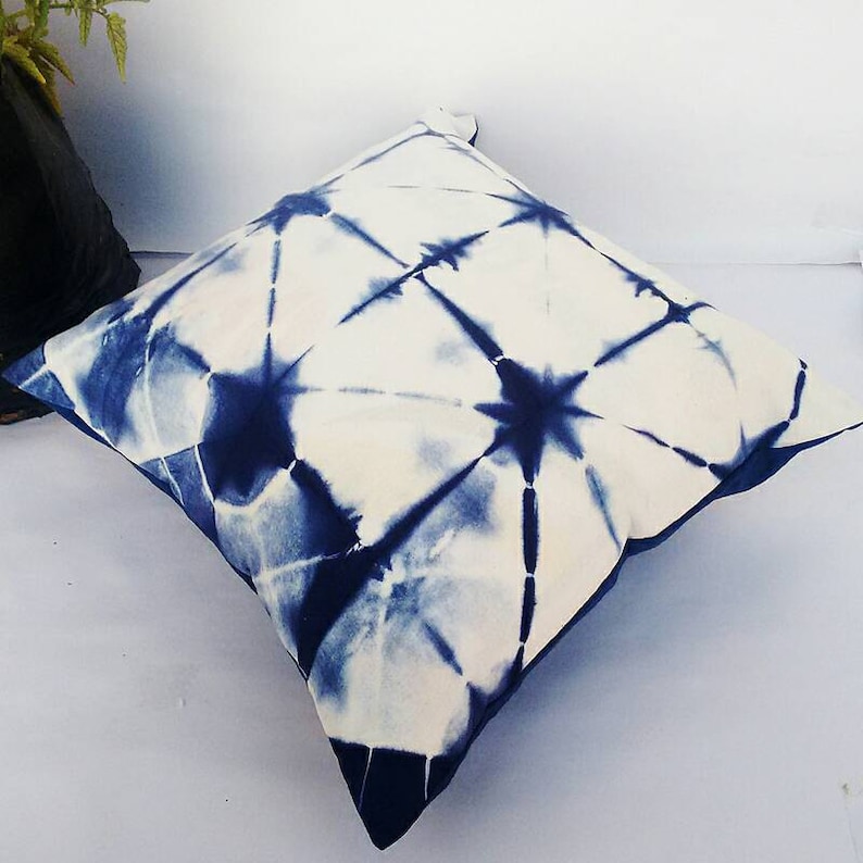 Decorative Pillow Cases Indian Tie Dyed Indigo Blue Cushion Cover Intetior Home Decore Sofa Cushion Shibori Gift Pillows Christmas Gift image 4