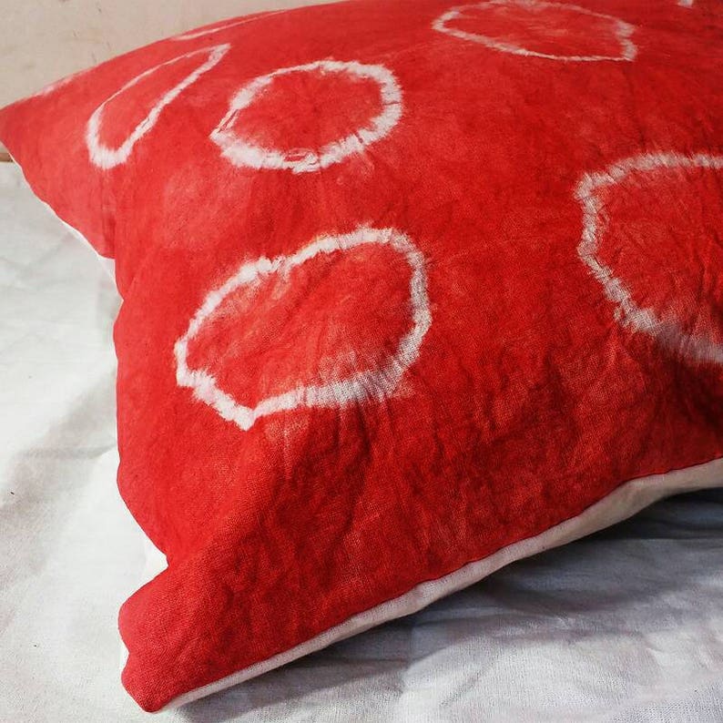 Decorative Pillow Cases Indian Art Red Tie Dyed Red&white Etsy