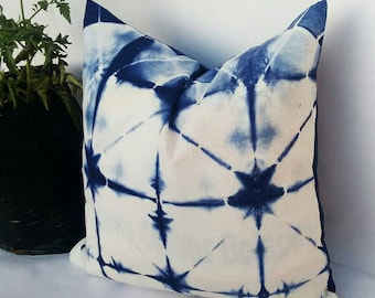 Decorative Pillow Cases Indian Tie Dyed Indigo Blue Cushion Cover Intetior Home Decore Sofa Cushion Shibori Gift Pillows Christmas Gift