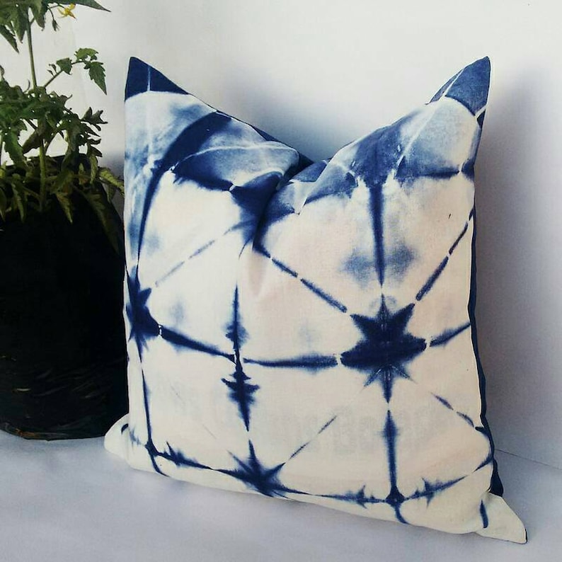 Decorative Pillow Cases Indian Tie Dyed Indigo Blue Cushion Cover Intetior Home Decore Sofa Cushion Shibori Gift Pillows Christmas Gift image 1