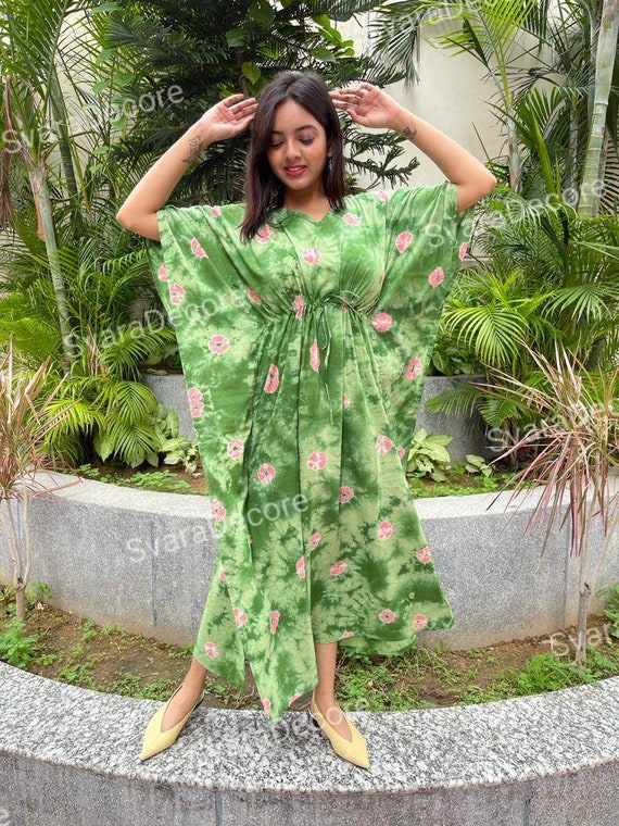 Ladies Wear Kaftan Girls Clothing Free Size Beutiful Handmade Ladies Kurtis Shibori Tye Dye Kaftan Pull over Abstract Dress For Girls Gift