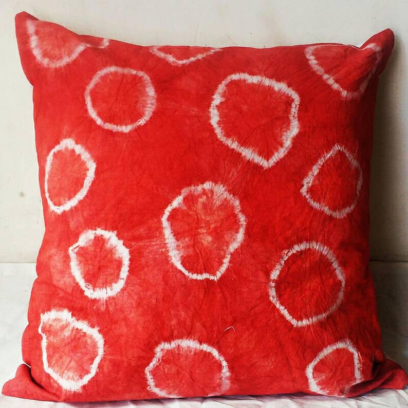 Decorative Pillow Cases Indian Art Red Tie Dyed Red&white Etsy