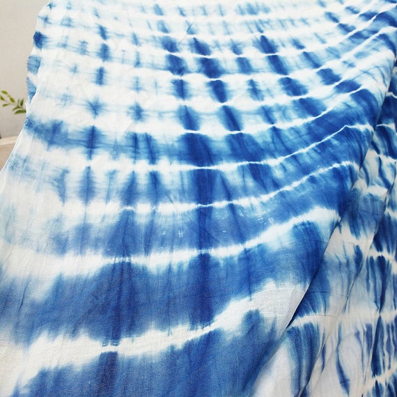 Abstract Indigo Blue Tie Dyed Cotton Fabric Shibori Itajime | Etsy