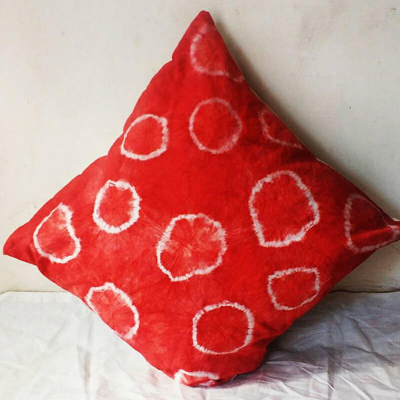 Decorative Pillow Cases Indian Art Red Tie Dyed Red&white Etsy