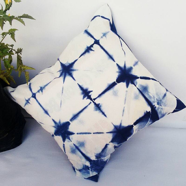 Decorative Pillow Cases Indian Tie Dyed Indigo Blue Cushion Cover Intetior Home Decore Sofa Cushion Shibori Gift Pillows Christmas Gift image 3